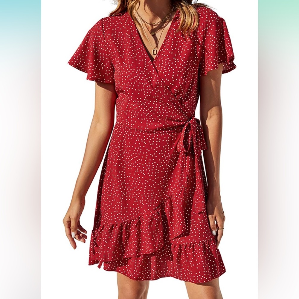 NWT Naggoo polka-dot v-neck wraparound dress size small
